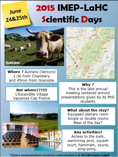 Scientfic Days- 24&25th June 2015 -Autrans