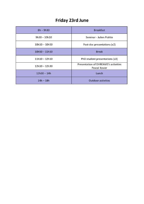 Scientific days program - Friday 23 June 2023